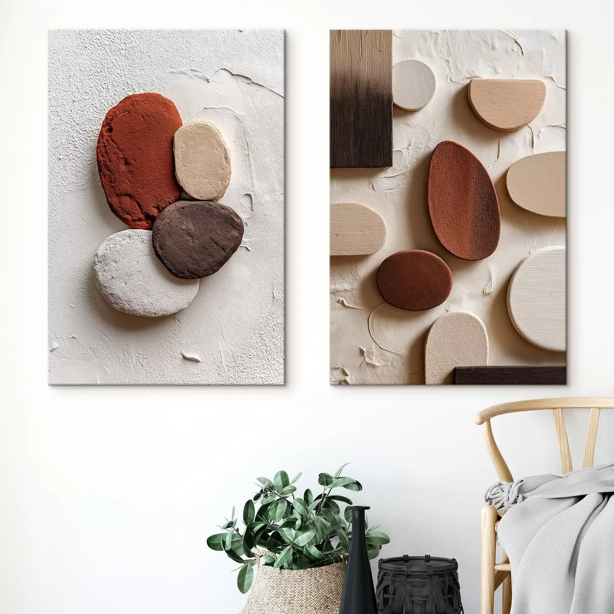 Obraz Abstraktní kompozice s objemovými geometrickými tvary na texturovaném pozadí Č. m00597