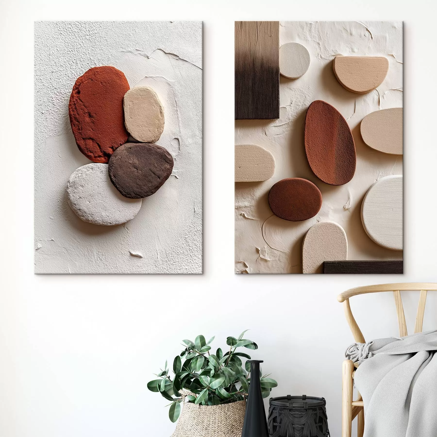 Obraz Abstraktní kompozice s objemovými geometrickými tvary na texturovaném pozadí Č. m00597