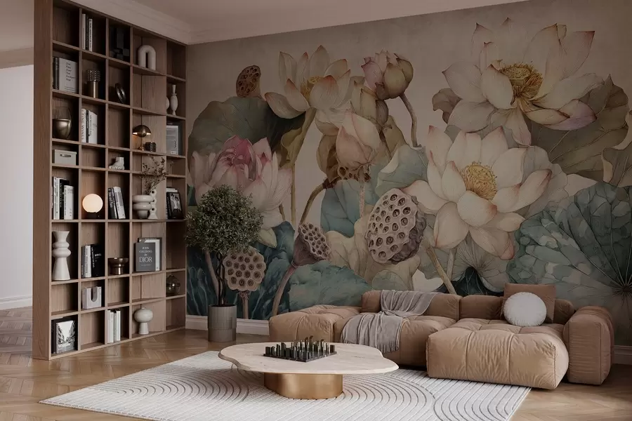 Fototapet velké strukturované lekníny w04309