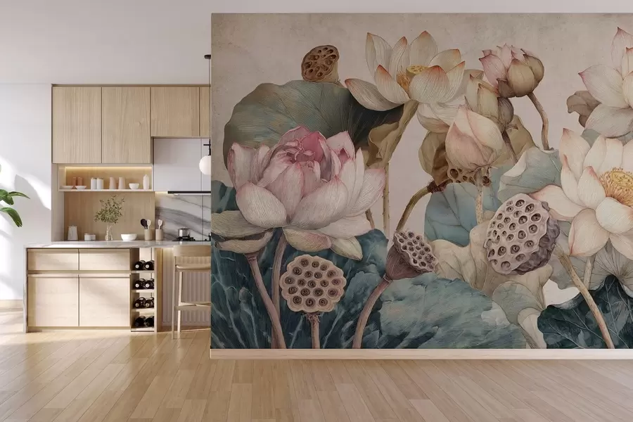 Fototapet velké strukturované lekníny w04309