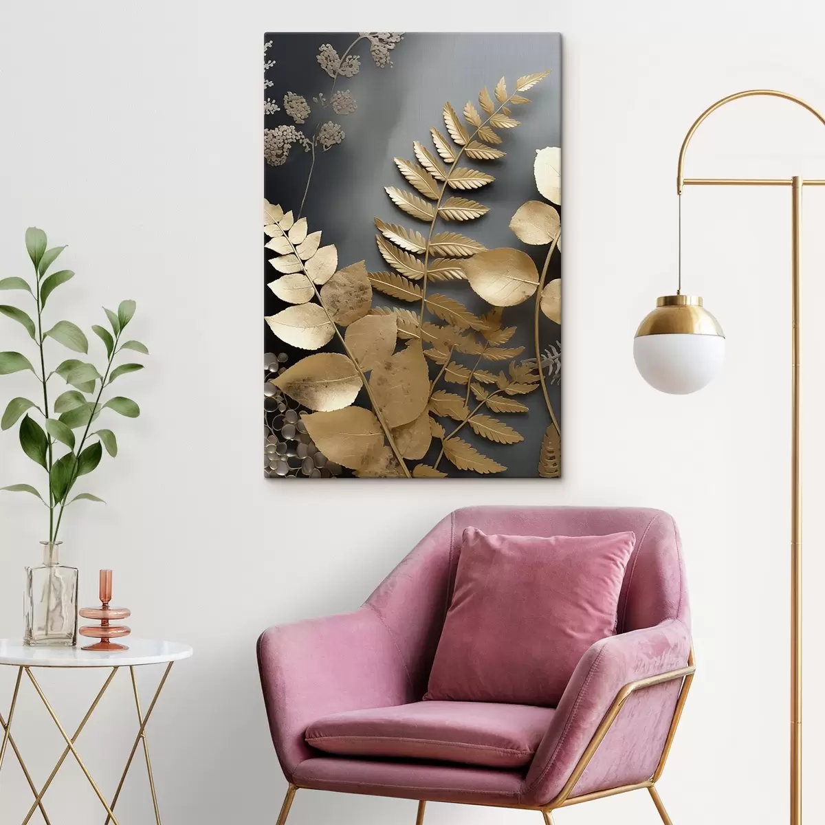 Obraz Větve eukalyptu a tropické listy na tmavém pozadí Č. s45333