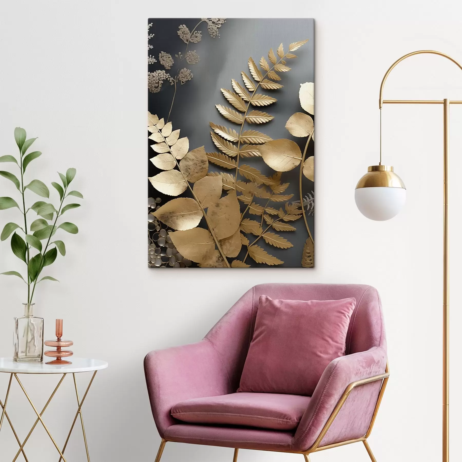 Obraz Větve eukalyptu a tropické listy na tmavém pozadí Č. s45333