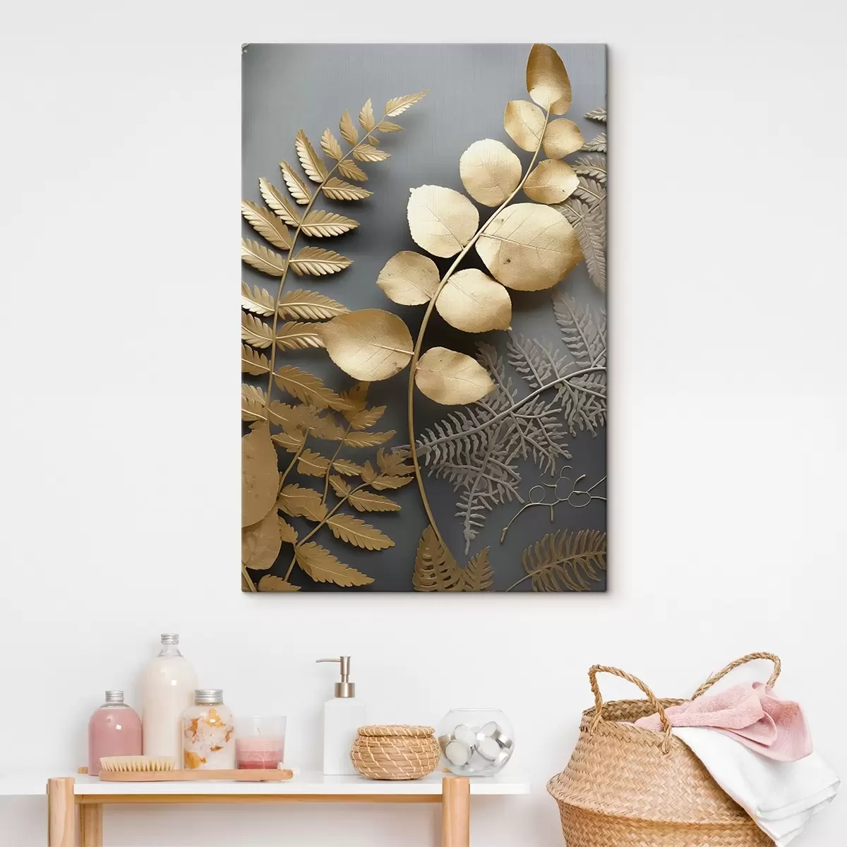 Obraz Větve kapradí a eukalyptu na tmavém pozadí Č. s45334