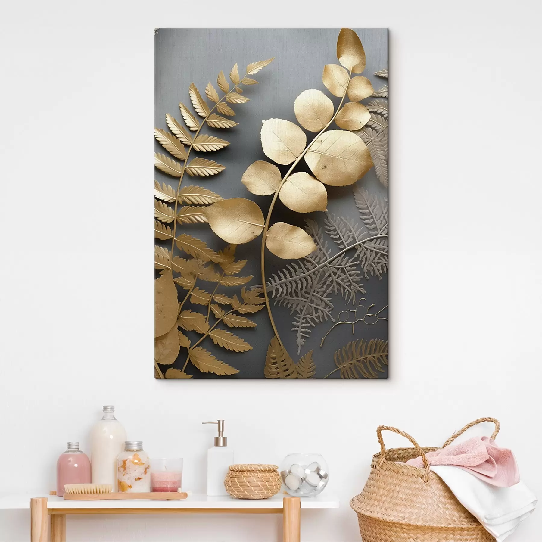 Obraz Větve kapradí a eukalyptu na tmavém pozadí Č. s45334