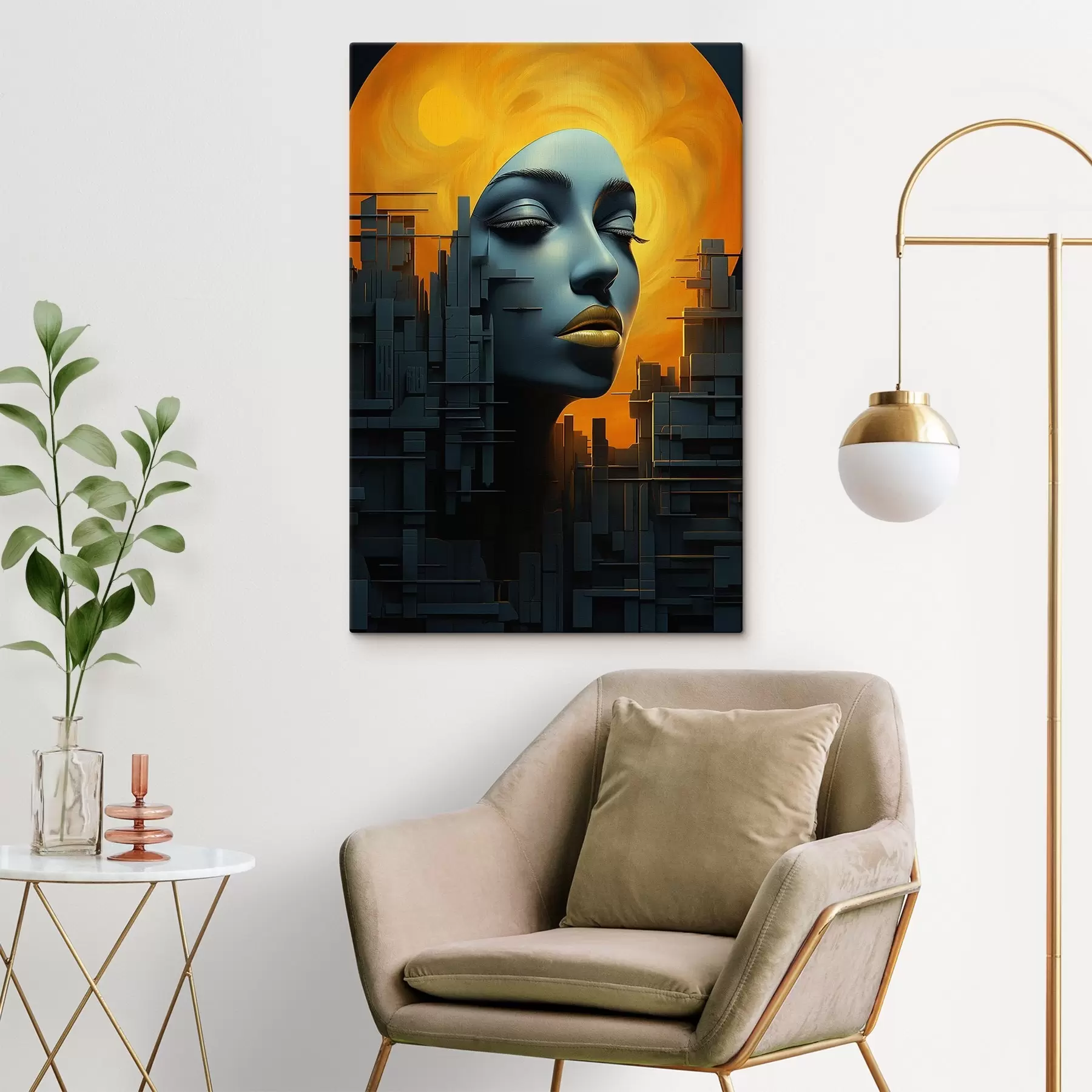 Obraz Lidé, dívčí tvář město na abstraktním pozadí Č. s45342