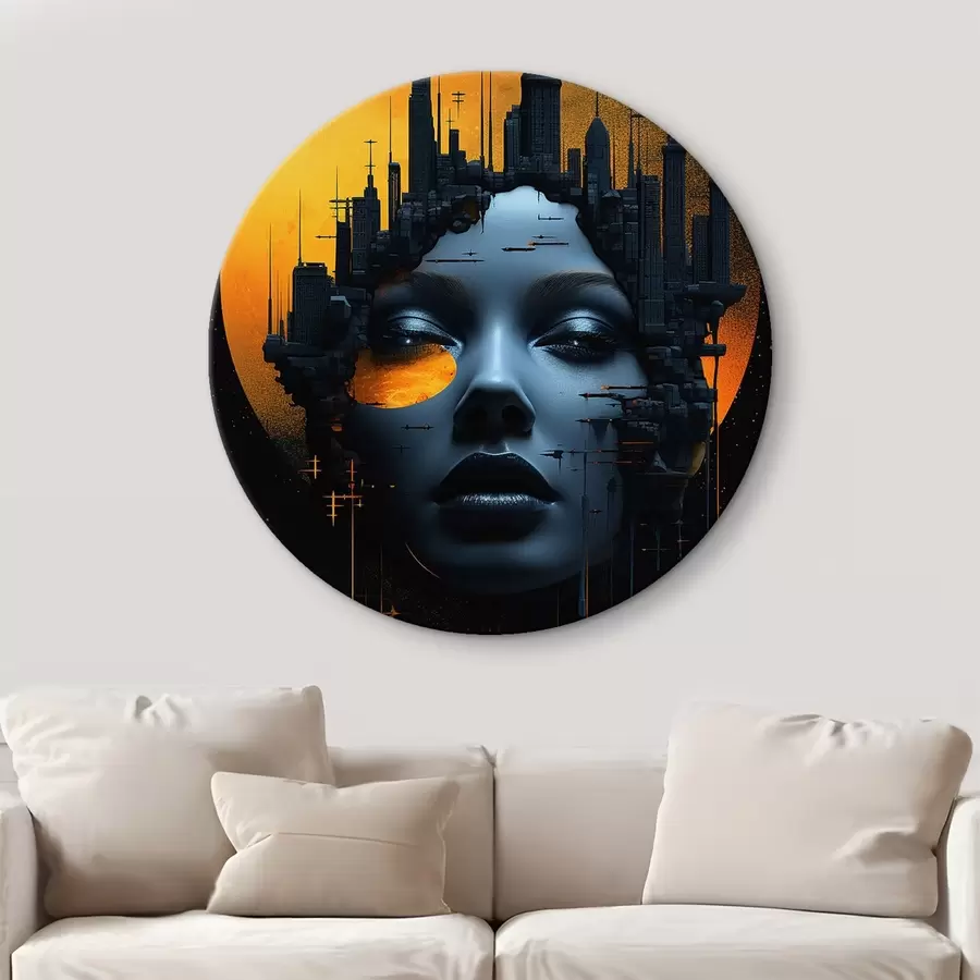 Obraz Lidé, dívčí tvář na pozadí města, abstraktní Č. r45341