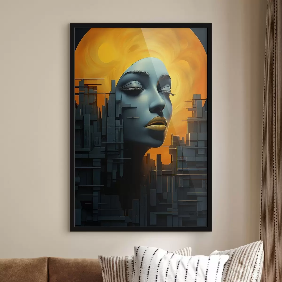 Poster Lidé, dívčí tvář město na abstraktním pozadí f45342