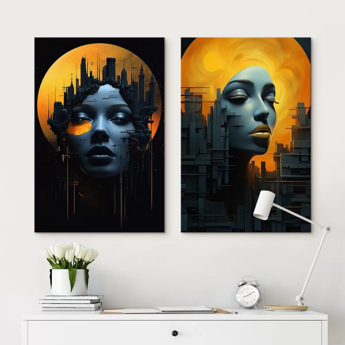 Obraz Portrét dívky na abstraktním pozadí města Č. m00618