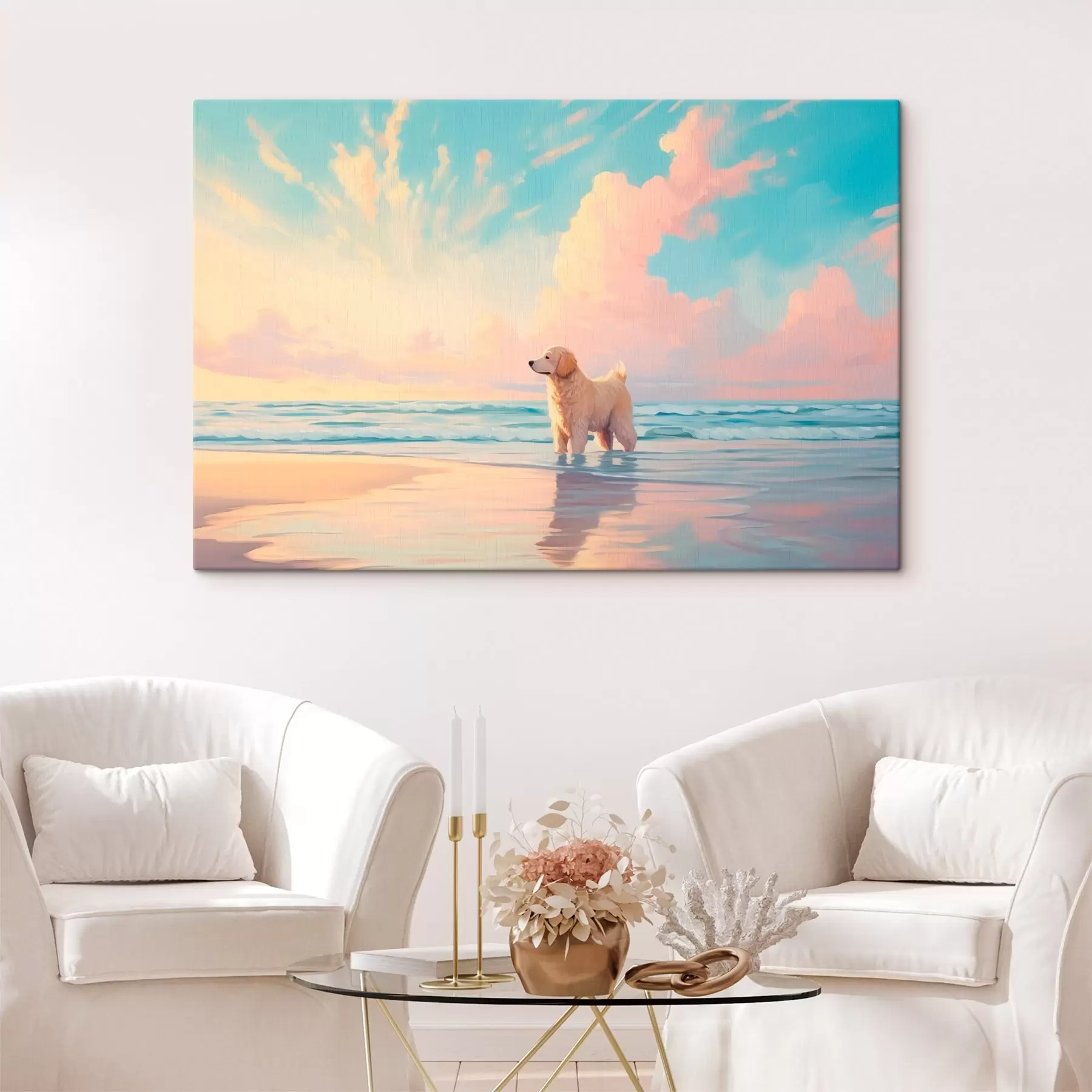 Obraz Retriever na pobřeží Č. s45425