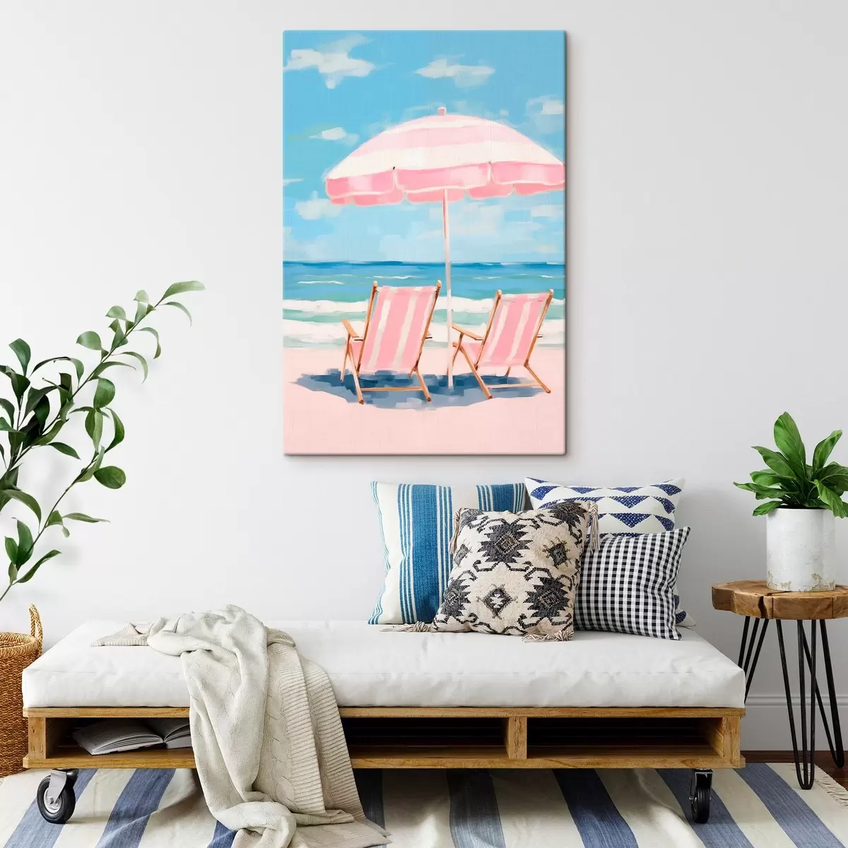 Obraz Slunečník a lehátka na pobřeží Č. s45442