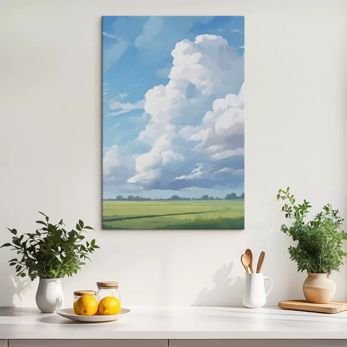 Obraz Pole na pozadí oblohy s obrovskými mraky Č. s45453