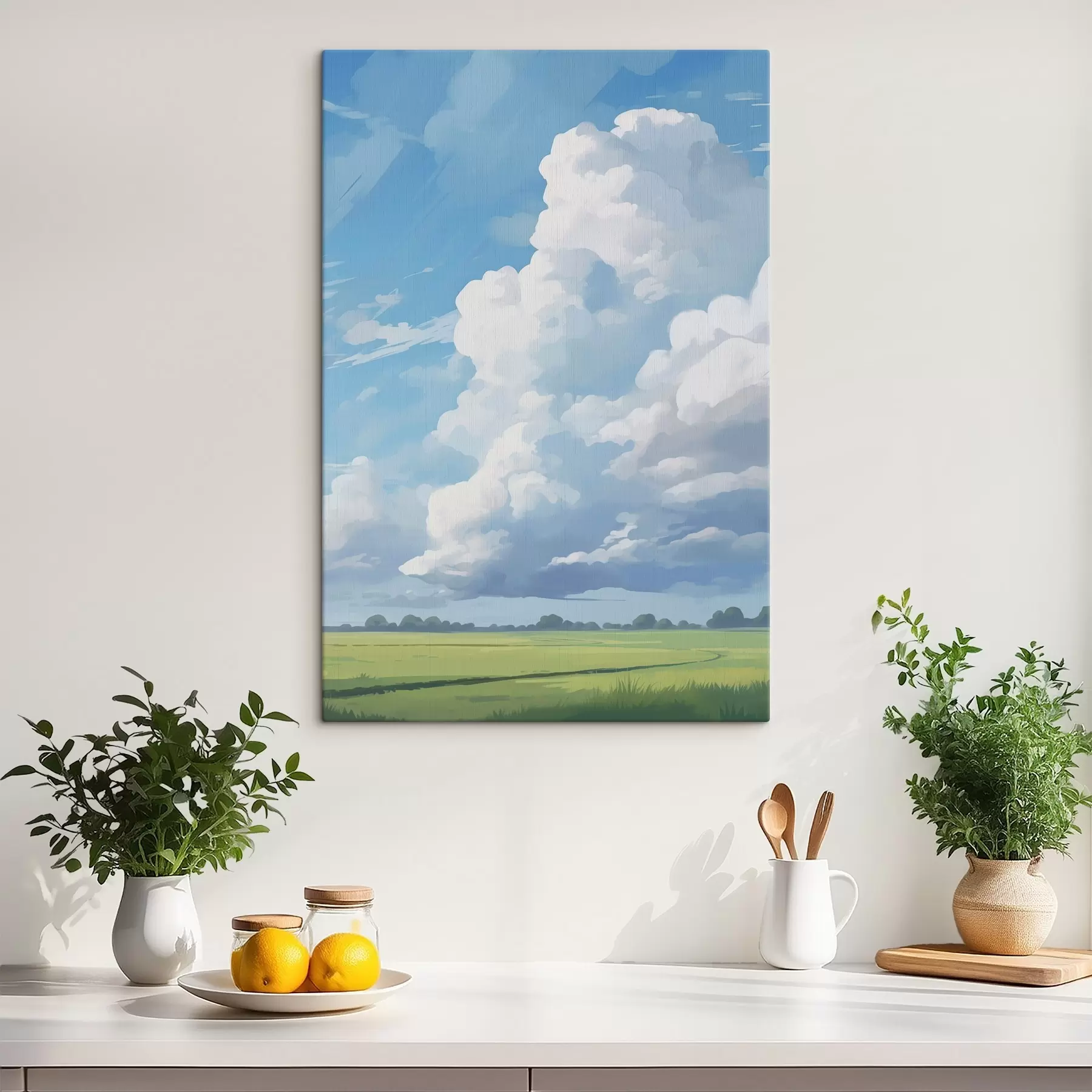 Obraz Pole na pozadí oblohy s obrovskými mraky Č. s45453