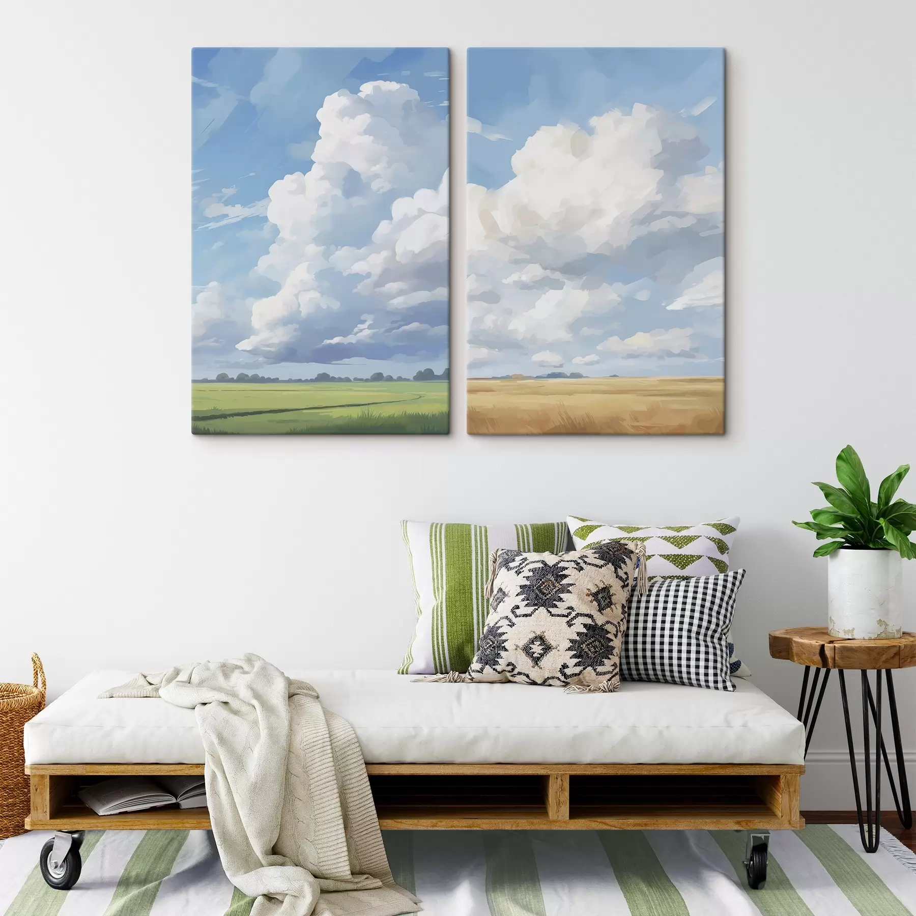 Obraz Pole na pozadí oblohy s obrovskými mraky Č. m00624