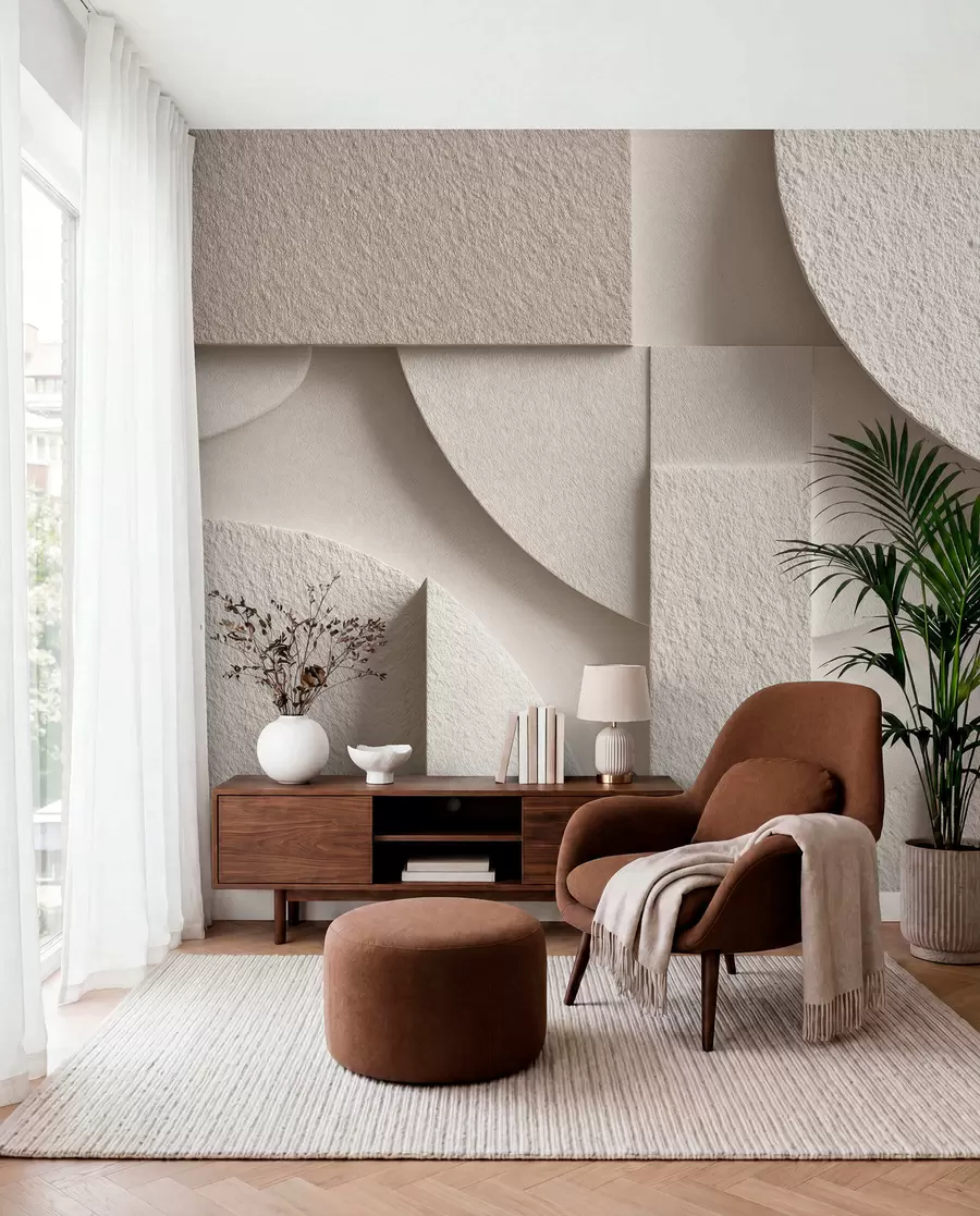 Fototapet Abstraktní kompozice béžových geometrických tvarů w04395