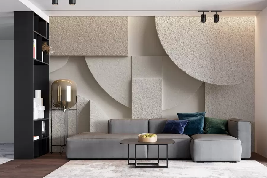 Fototapet Abstraktní kompozice béžových geometrických tvarů w04395