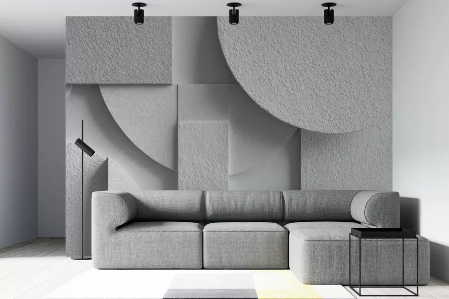 Fototapet Abstraktní kompozice s bílými trojrozměrnými geometrickými tvary w04395v1