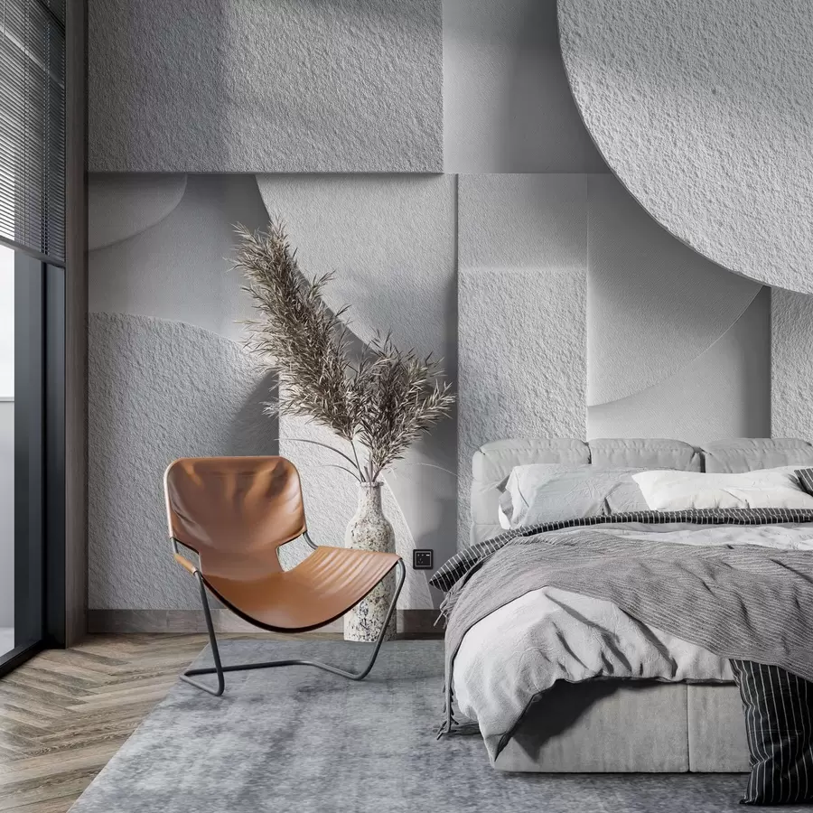 Fototapet Abstraktní kompozice s bílými trojrozměrnými geometrickými tvary w04395v1