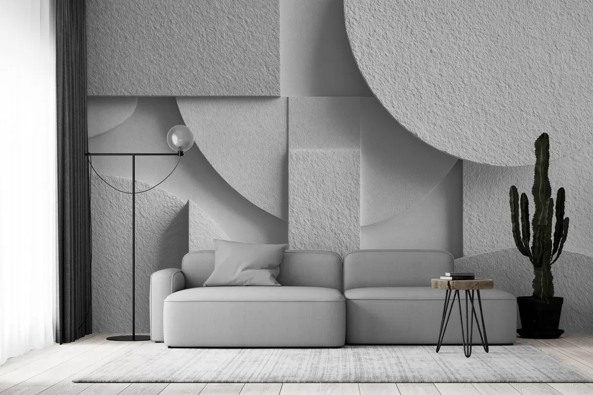 Fototapet Abstraktní kompozice s bílými trojrozměrnými geometrickými tvary w04395v1