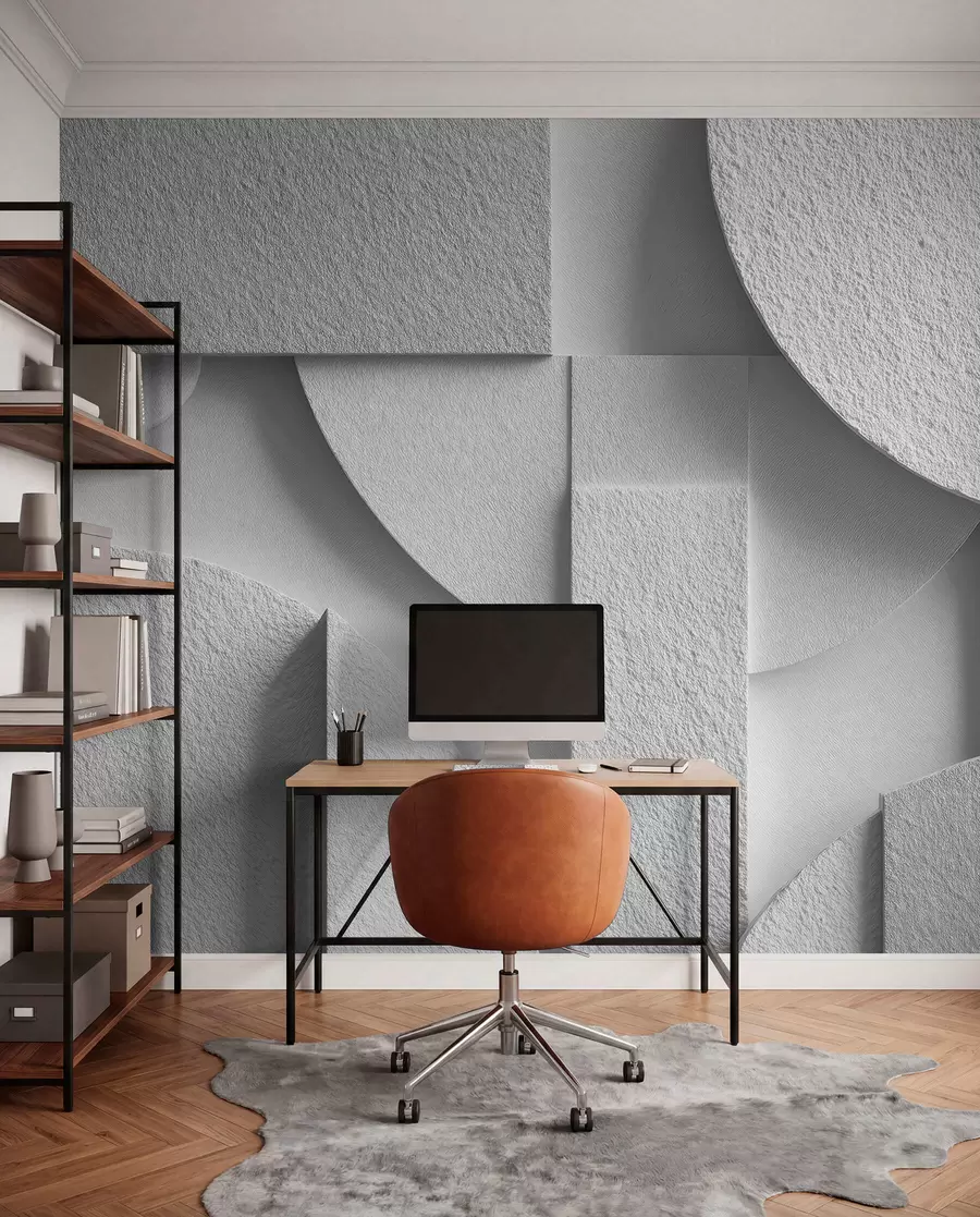 Fototapet Abstraktní kompozice s bílými trojrozměrnými geometrickými tvary w04395v1