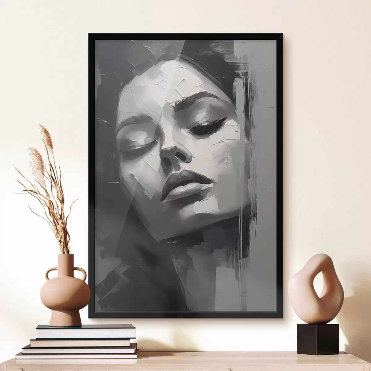 Poster Černobílý portrét ženy se zavřenýma očima f45479