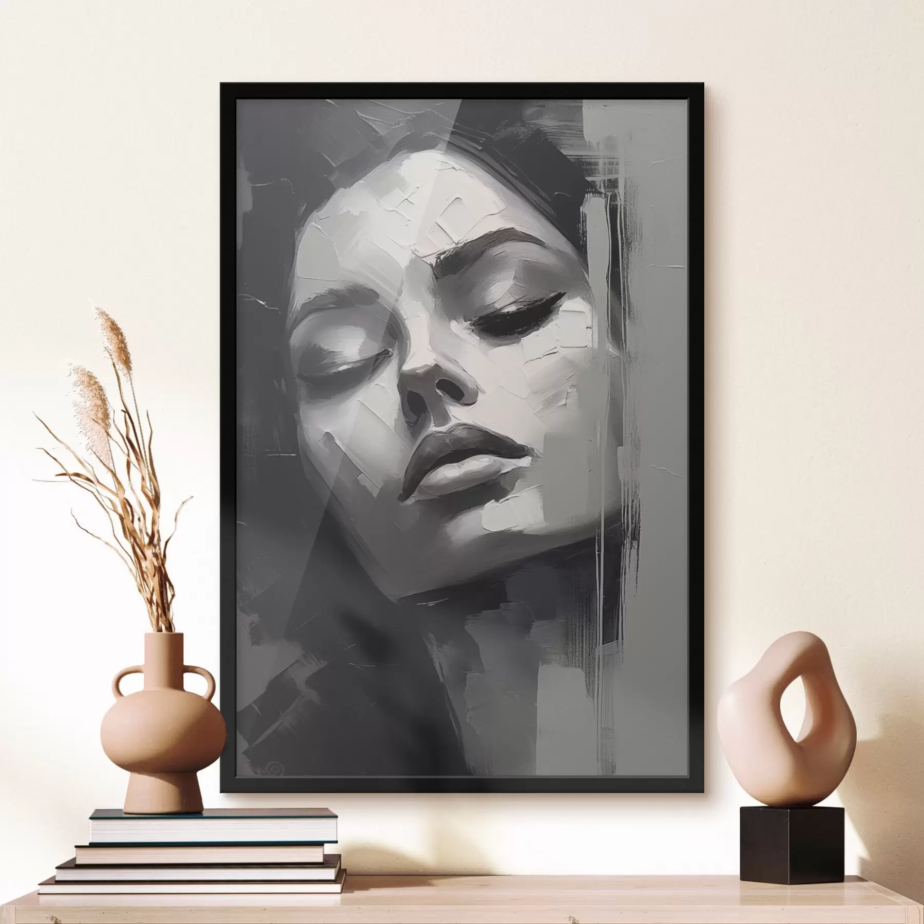 Fototapet Černobílý portrét ženy se zavřenýma očima f45479