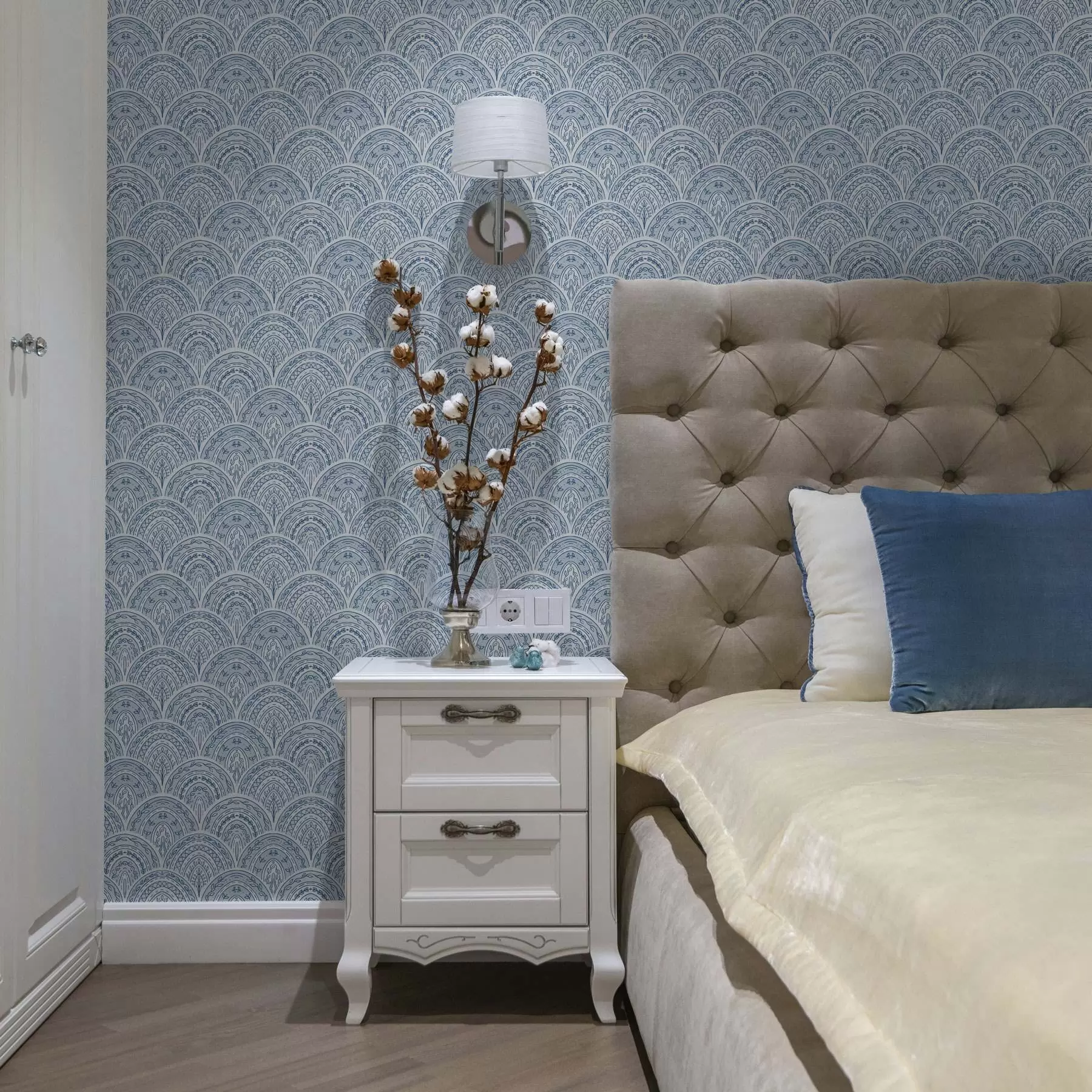 Fototapet Modrý ornament s oblouky a vzory a00332