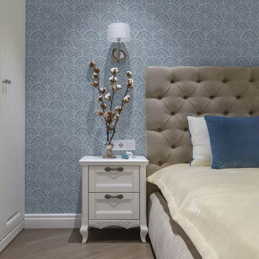 Fototapet Modrý ornament s oblouky a vzory a00332