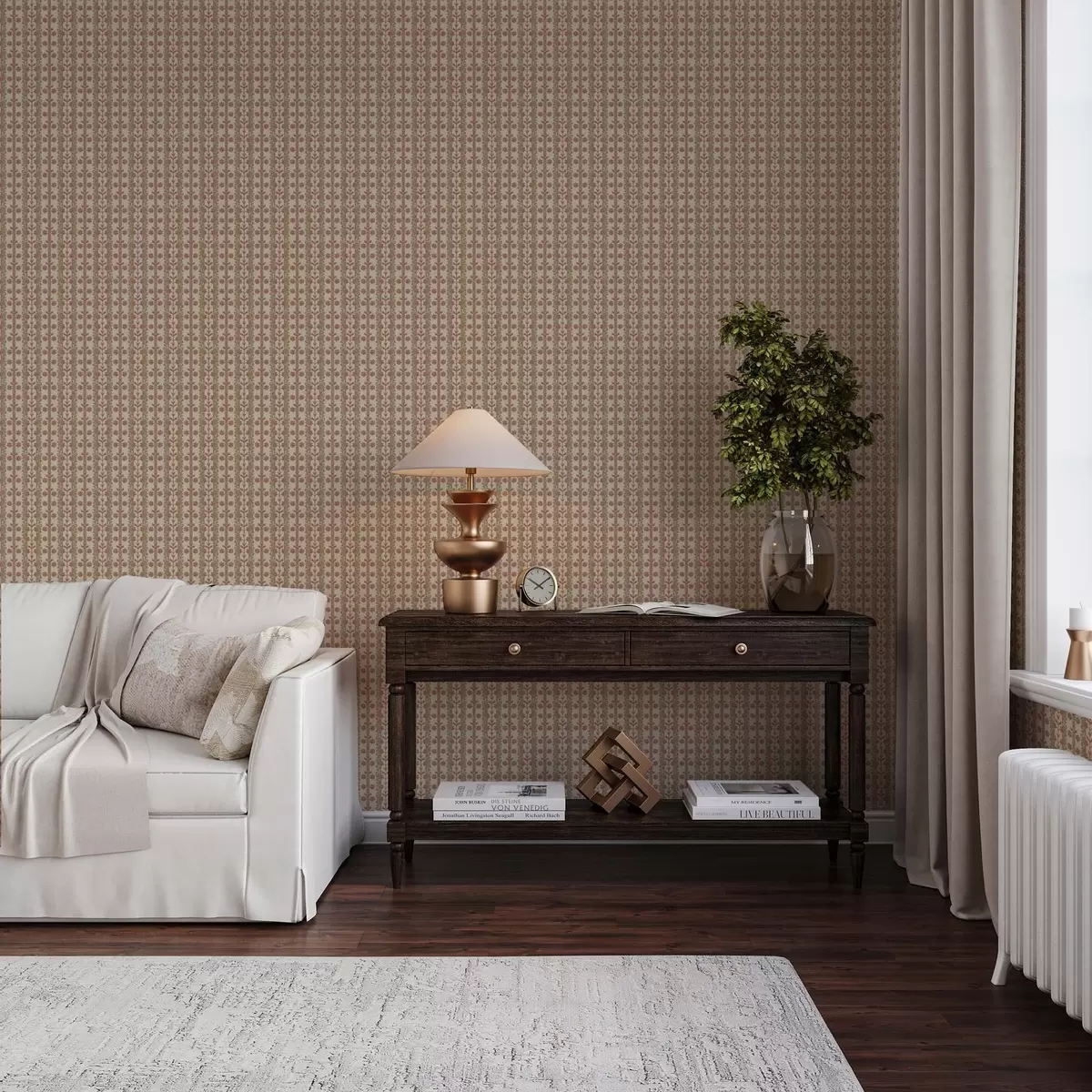 Tapety Pruhovaný ornament s červenými květy a00341