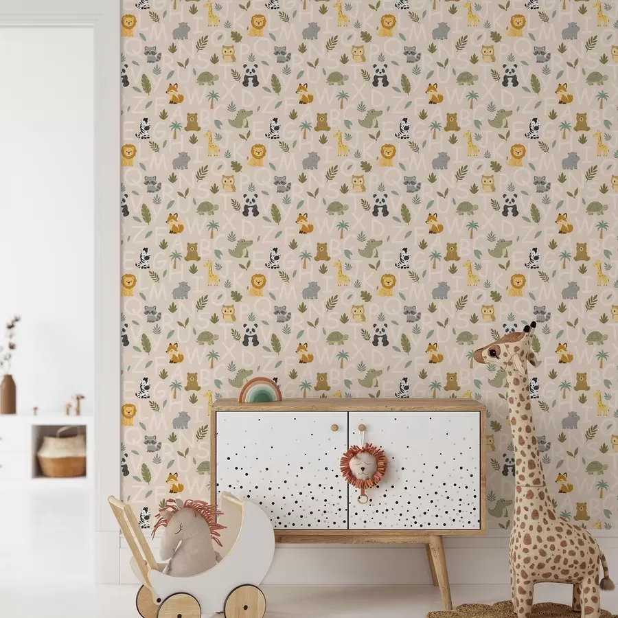 Fototapet Abeceda s roztomilými zvířaty a rostlinami pro děti a00400