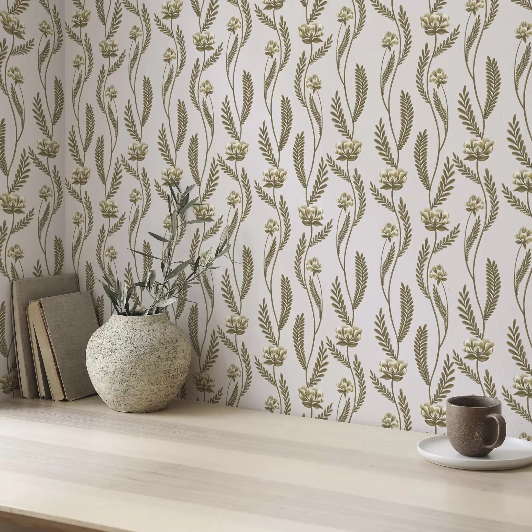 Fototapet Vertikální ornament s bílými květy na růžovém pozadí a00476