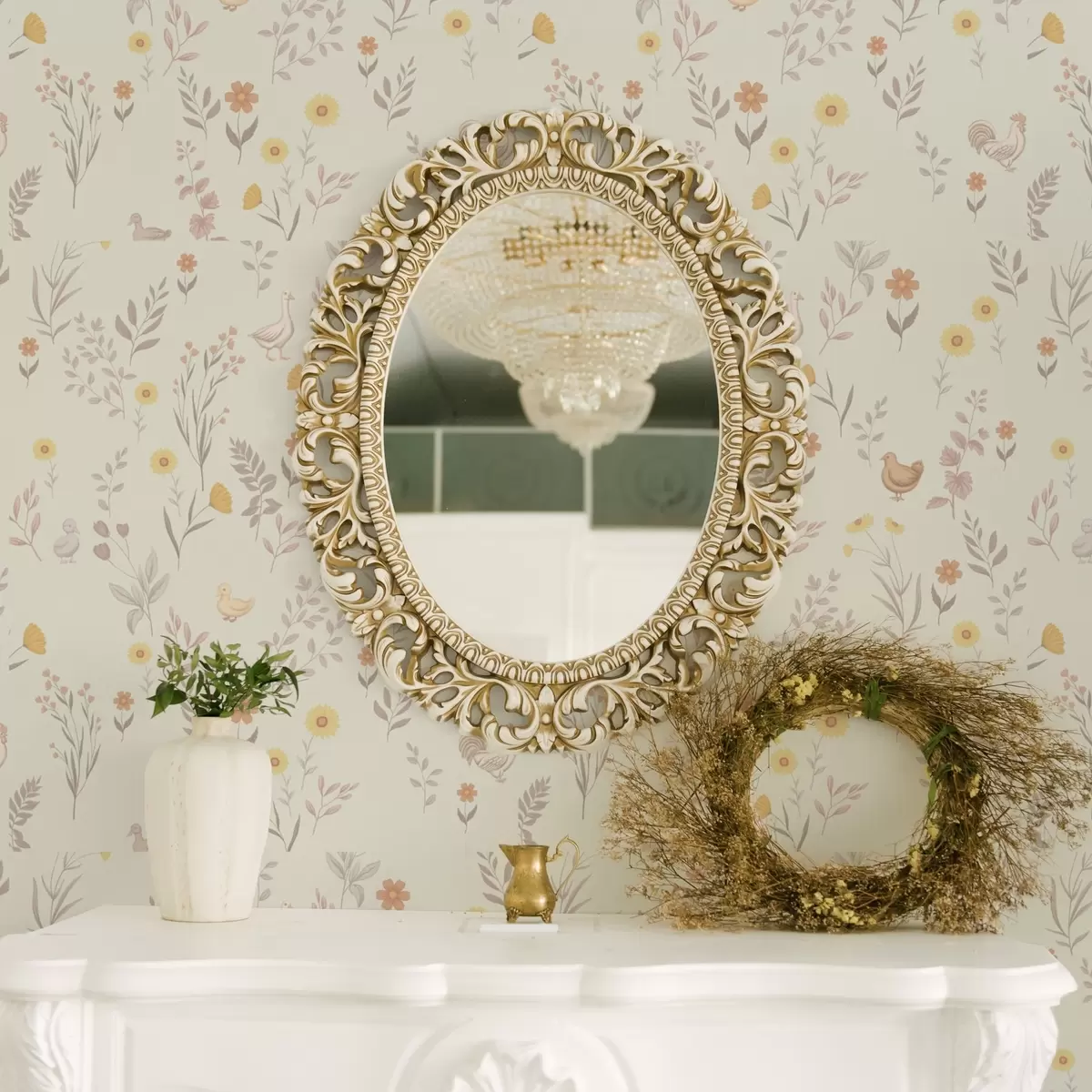 Tapety Polní květiny a kuřata v jemných pastelových tónech a00478