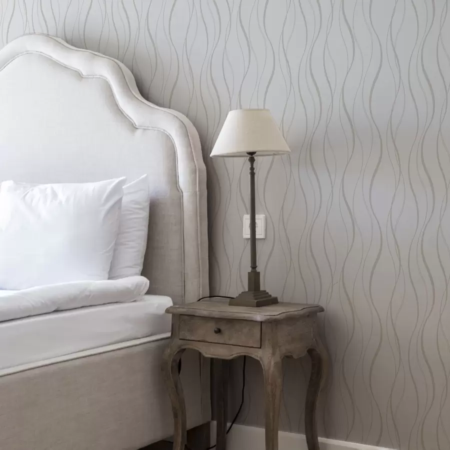 Fototapet Abstraktní zvlněné béžové čáry na bílém pozadí a00480