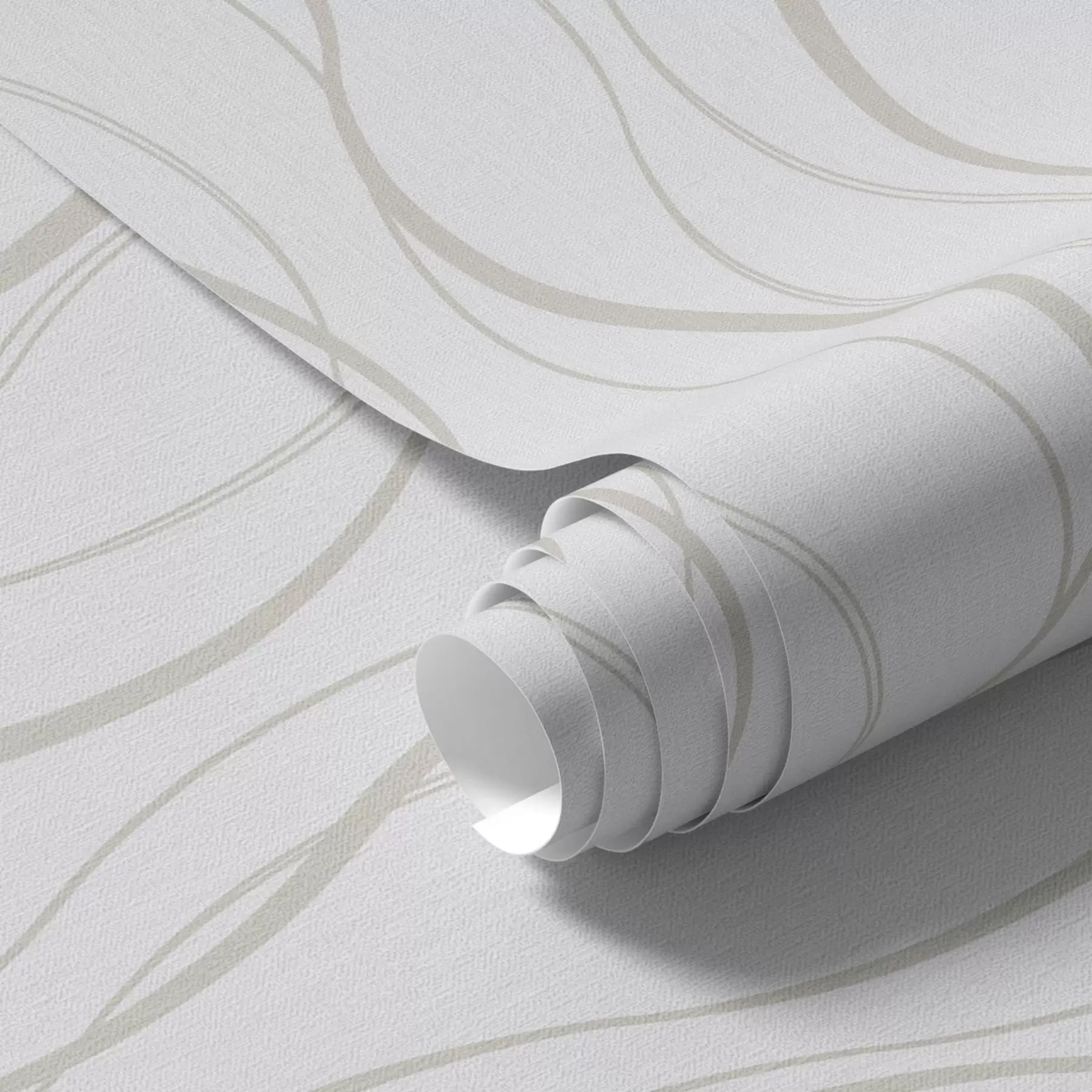 Fototapet Abstraktní zvlněné béžové čáry na bílém pozadí a00480