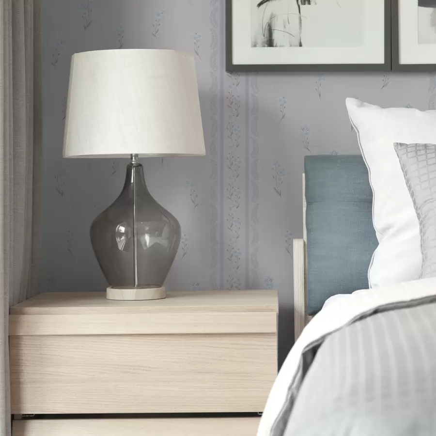 Fototapet Bílé pozadí s modrými květy a ozdobným pruhem a00484v1