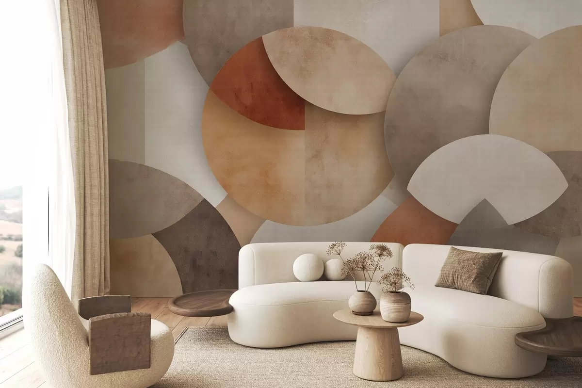 Fototapet texturovaná abstraktní geometrie v teplých hnědých a okrových tónech w04310