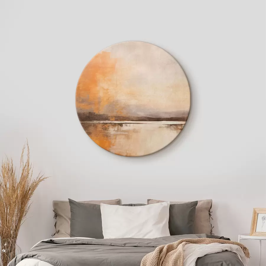 Obraz Abstraktní krajina s texturou v odstínech oranžové, hnědé a béžové Č. r45568