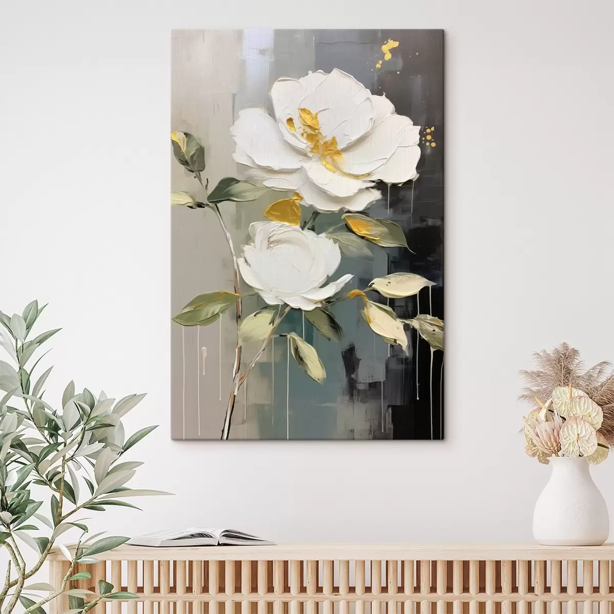 Obraz Objemné květy: dekorativní motiv ve světlých a tmavých tónech Č. s45531