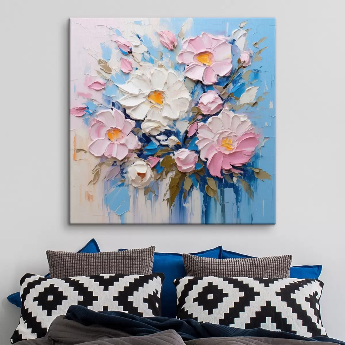 Obraz Malířská kompozice v růžových a modrých tónech Č. s45538