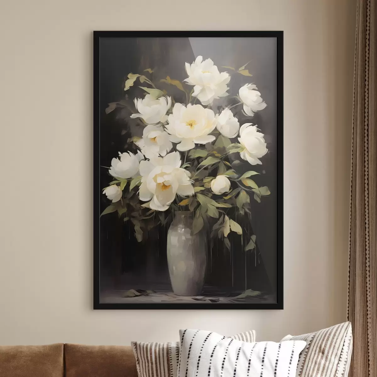 Poster Jemné pivoňky ve váze: květinová kompozice ve stylu malby f45532