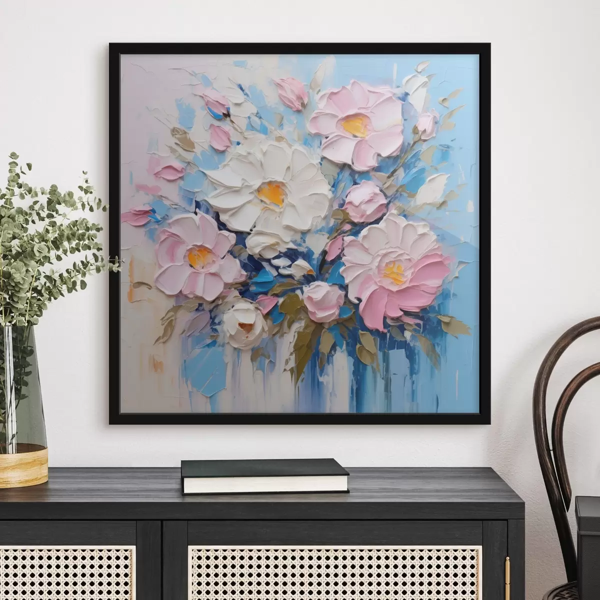 Poster Malířská kompozice v růžových a modrých tónech f45538