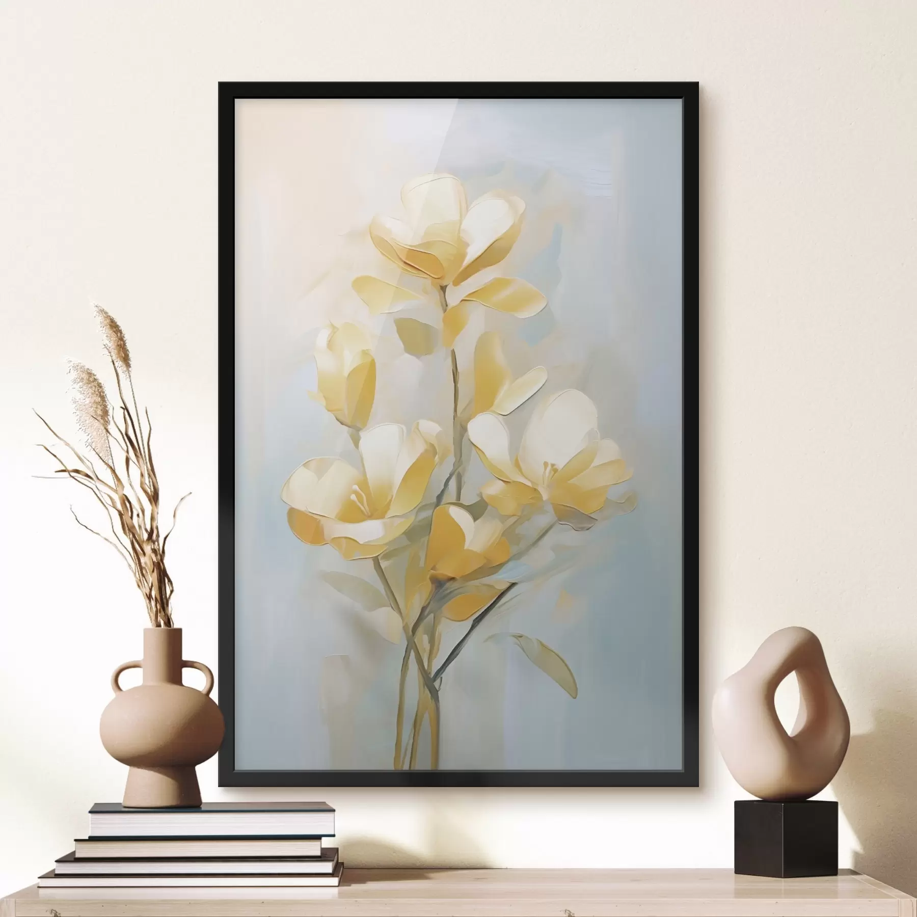 Fototapet Květinový motiv: kytice ve světle žlutých a modrých tónech f45540