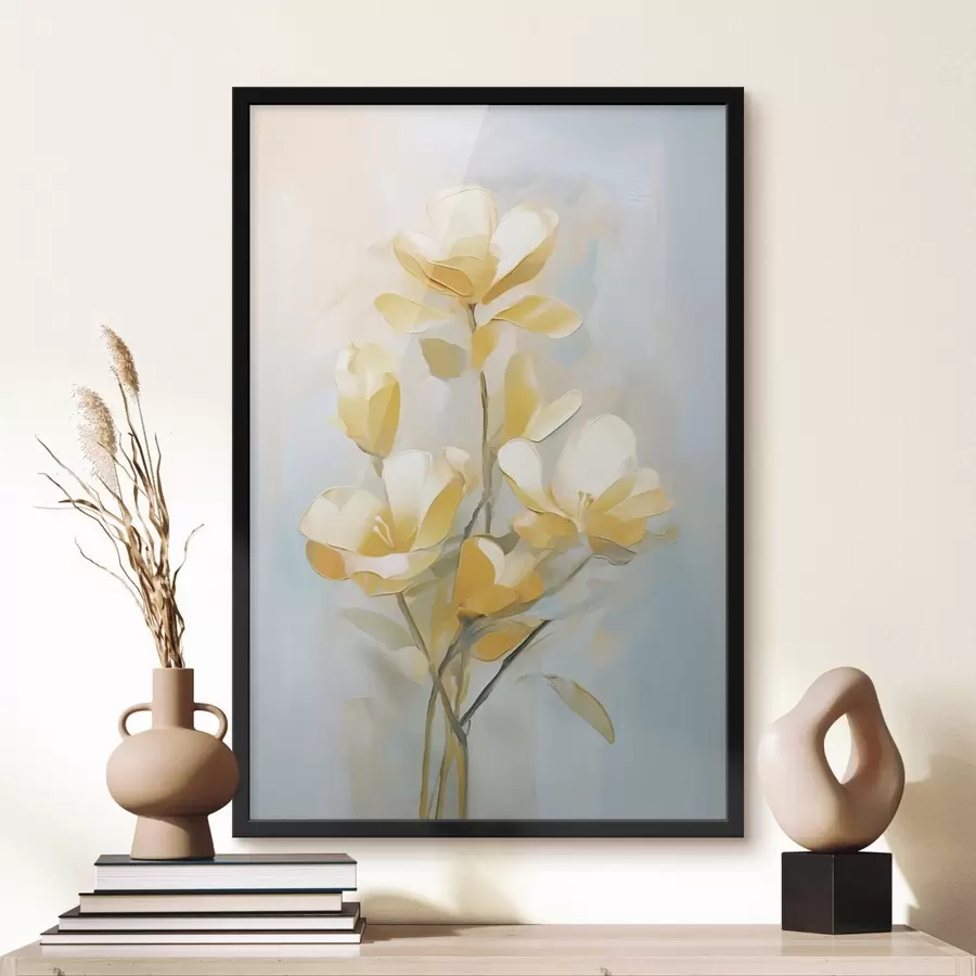 Fototapet Květinový motiv: kytice ve světle žlutých a modrých tónech f45540