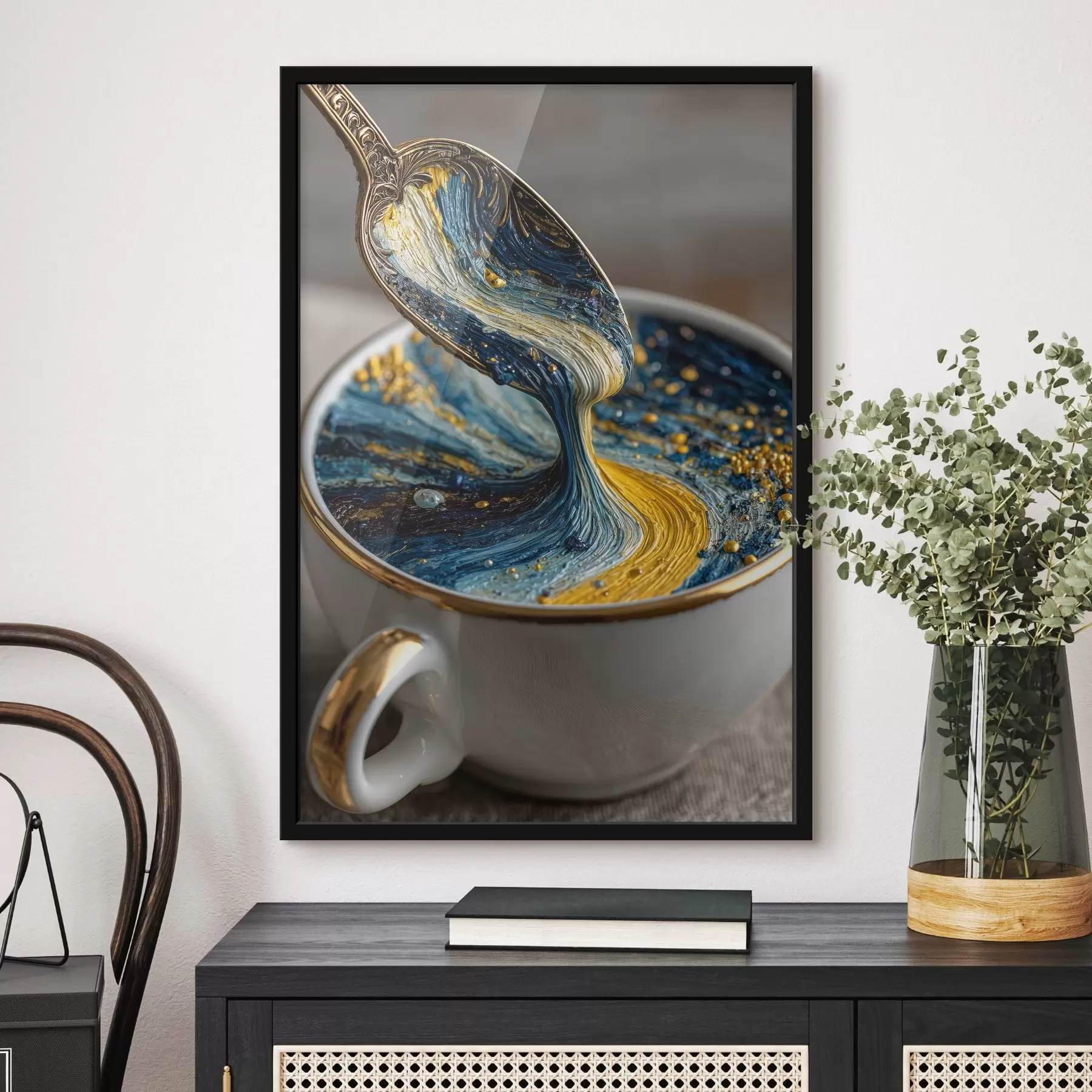 Fototapet Abstraktní kompozice: smíšené barvy v poháru ve stylu Van Gogha f45545