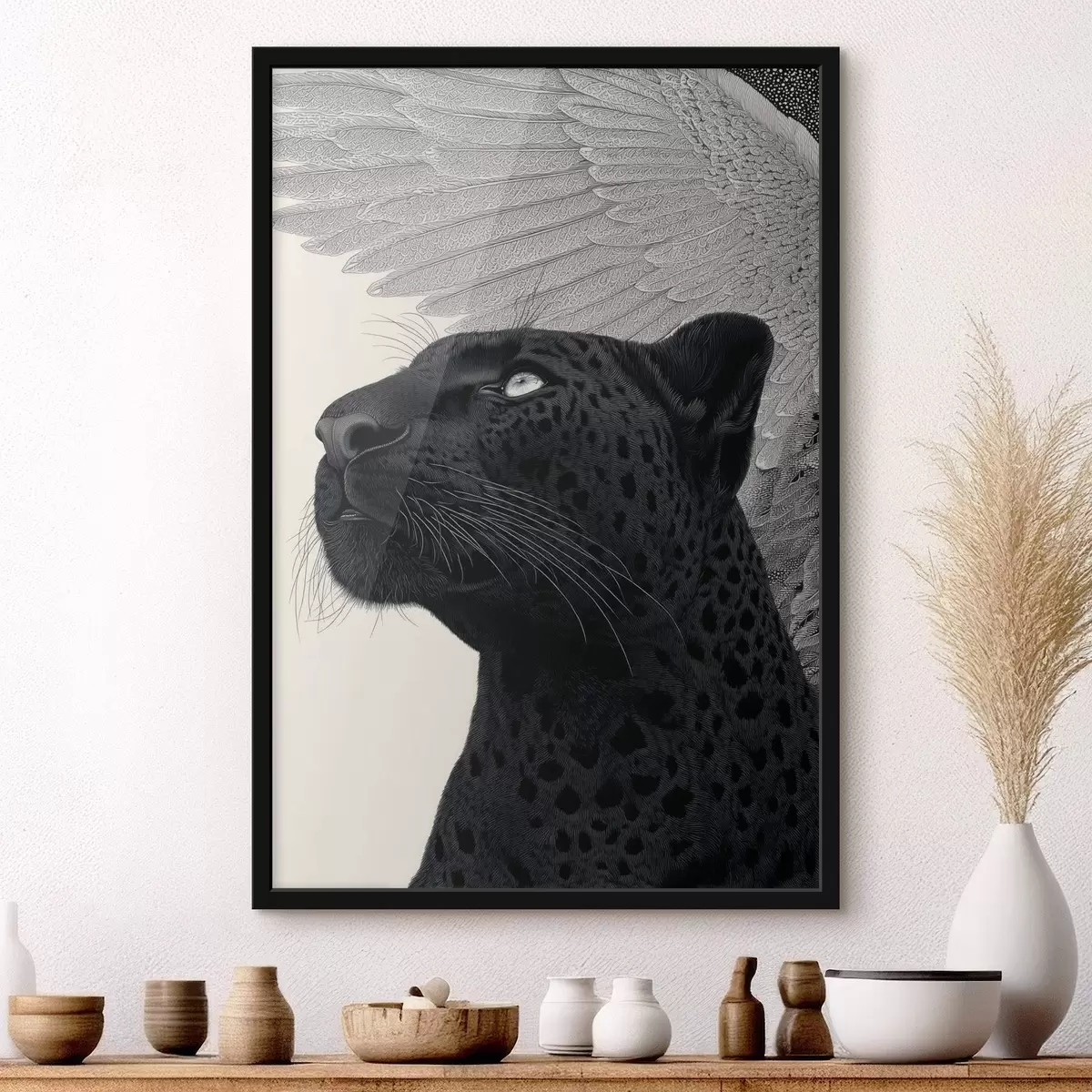 Poster Grafická kompozice: panter s křídly f45548