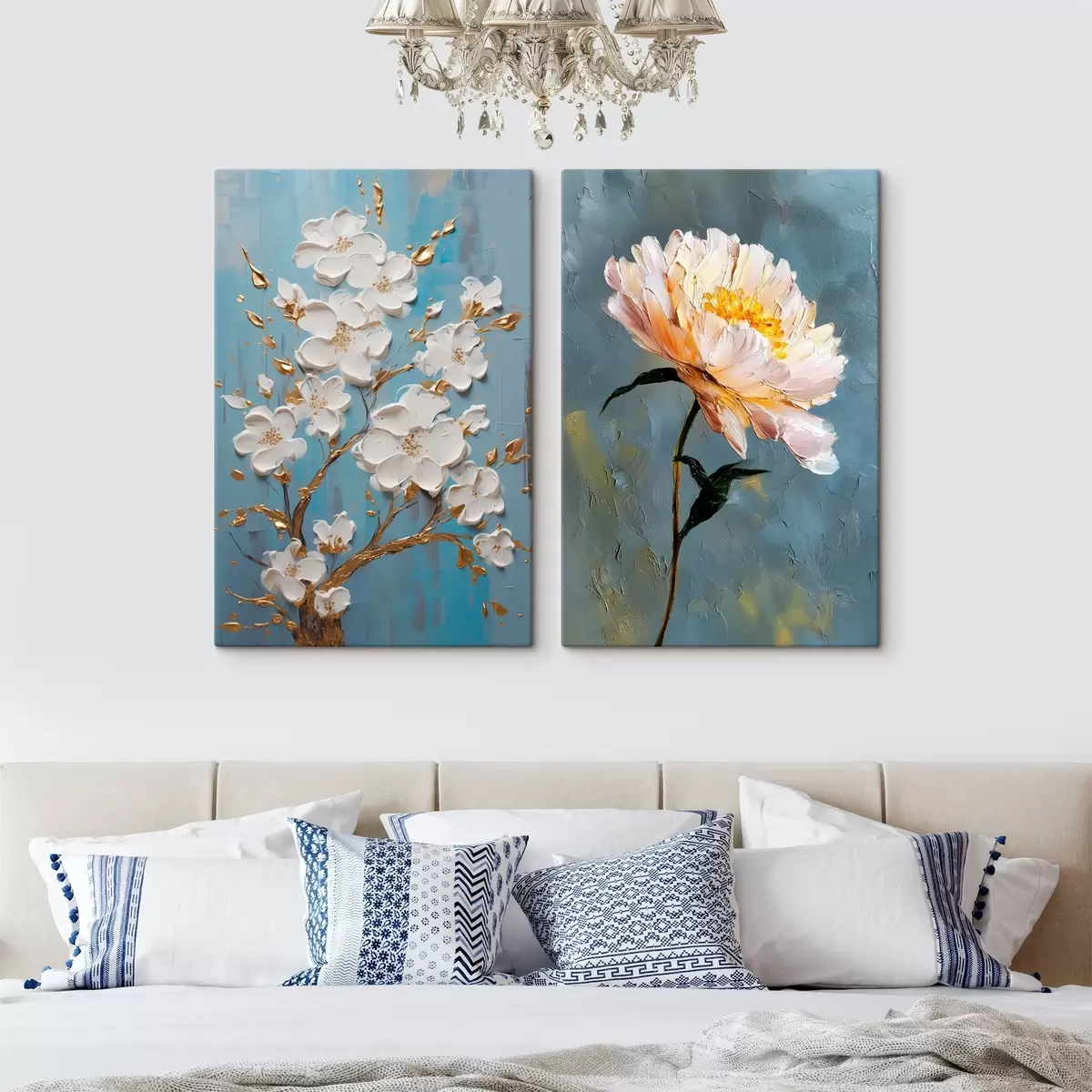 Obraz Kvetoucí větev a pivoňka: reliéfní kompozice Č. m00637