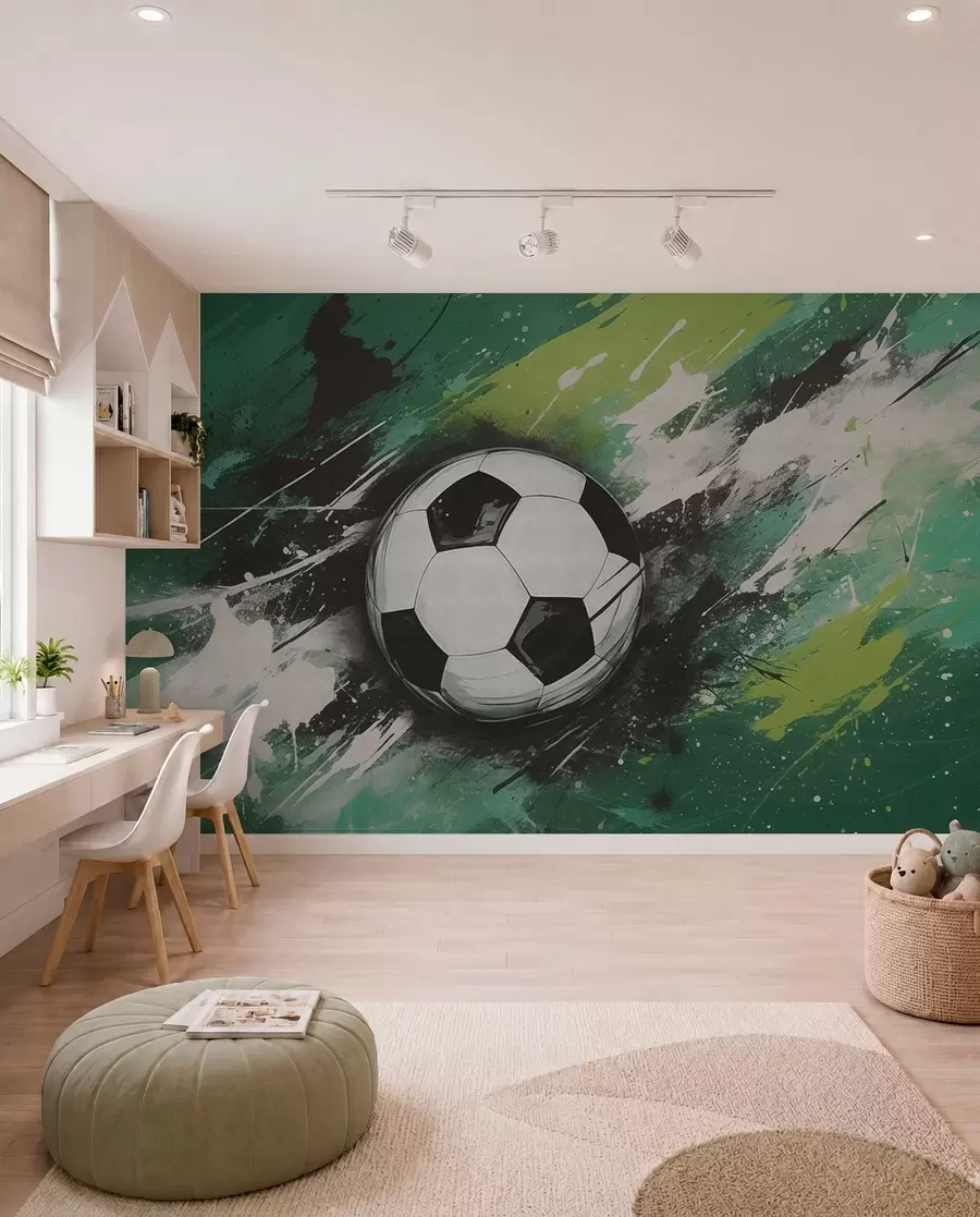 Fototapet Fotbal v zelených tazích w04467