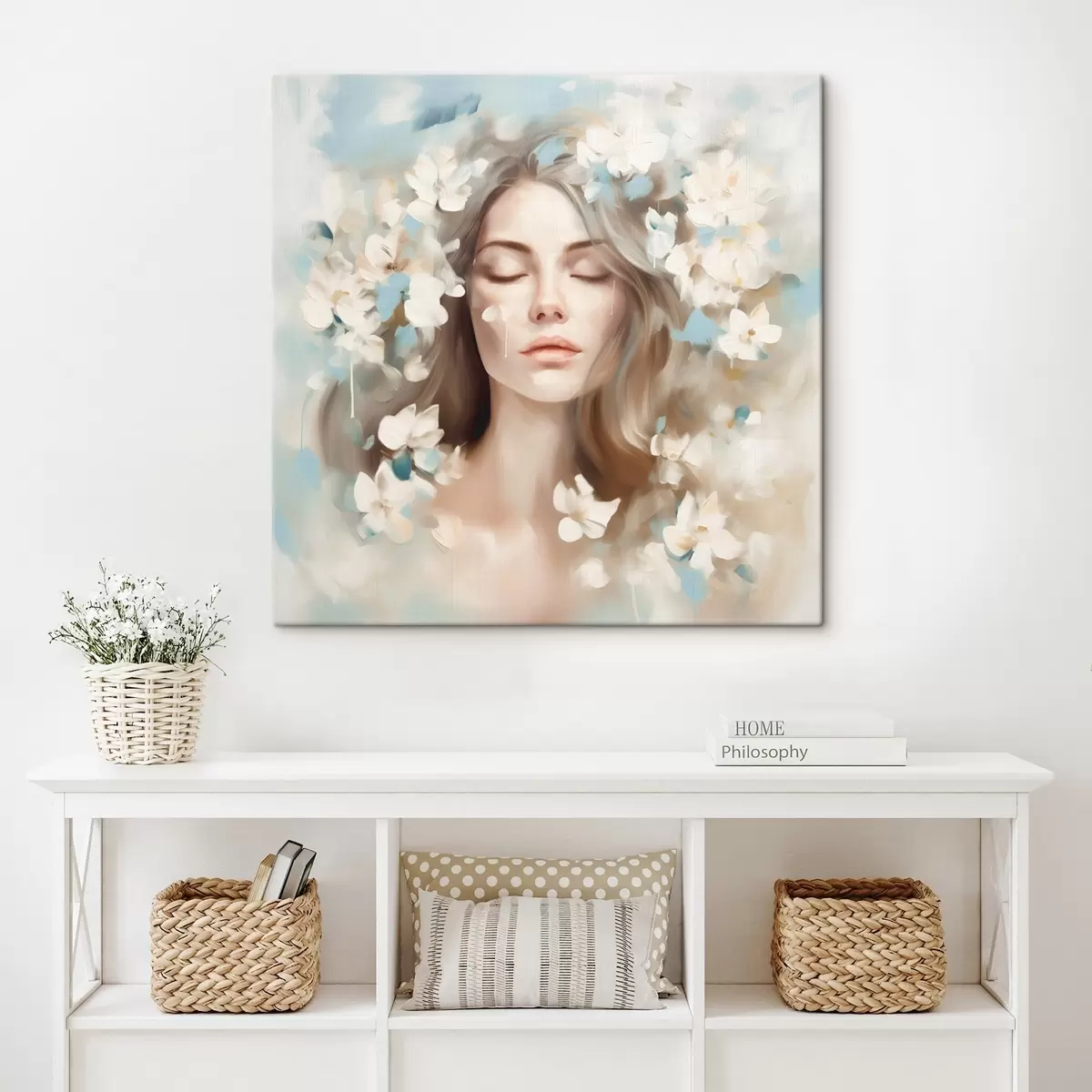 Obraz Abstraktní portrét ženy s květinami v podobě tahů štětcem Č. s45450