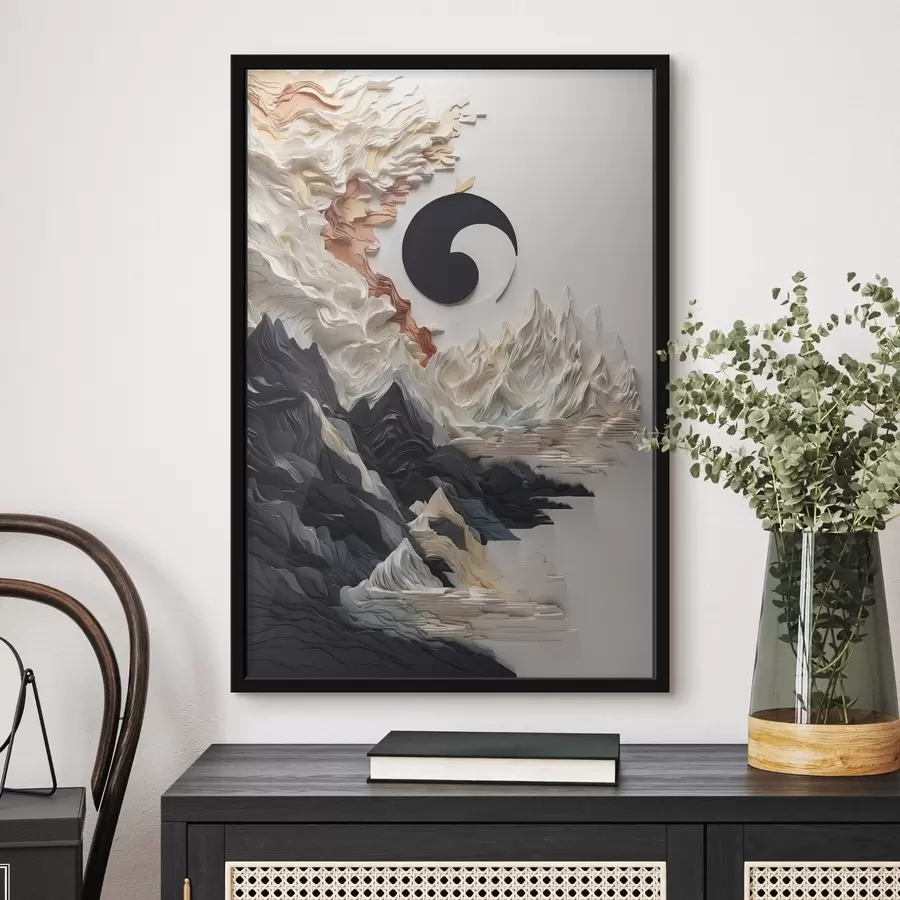 Fototapet Abstraktní krajina s horami ve stylu papíru f45482