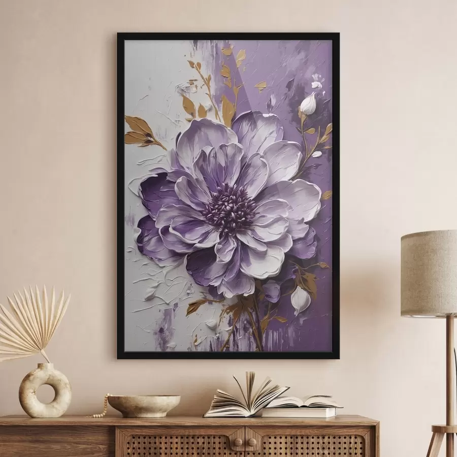 Fototapet Fialová květina ve stylu volumetrické malby f45492