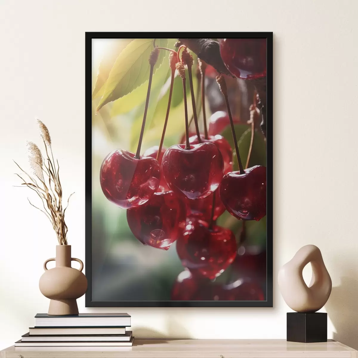 Poster Zářivě červené třešně na slunci f45498